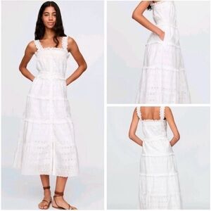 Gap x Doen Eyelet Midi Dress Off White Summer Beachy